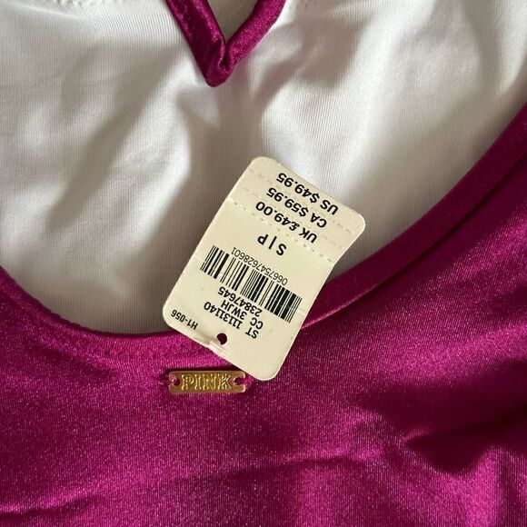 PINK Victoria's Secret Purple Deep V-Neck Halter One Piece Swimsuit size S/P - Picture 4 of 9